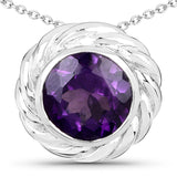 3.30 ct. Genuine Amethyst .925 Sterling Silver Pendant