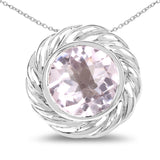 3.40 Carat Genuine Pink Amethyst .925 Sterling Silver Pendant