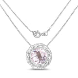3.40 Carat Genuine Pink Amethyst .925 Sterling Silver Pendant