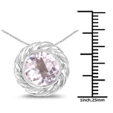 3.40 Carat Genuine Pink Amethyst .925 Sterling Silver Pendant