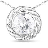 6.21 Carat Genuine White Cubic Zirconia .925 Sterling Silver Pendant