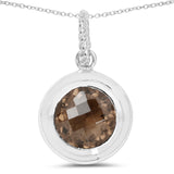 9.25 Carat Genuine Smoky Quartz .925 Sterling Silver Pendant