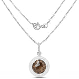 9.25 Carat Genuine Smoky Quartz .925 Sterling Silver Pendant