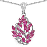 2.22 Carat Genuine Ruby & White Topaz .925 Sterling Silver Pendant
