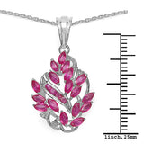 2.22 Carat Genuine Ruby & White Topaz .925 Sterling Silver Pendant