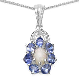1.74 Carat Genuine Ethiopian Opal & Tanzanite .925 Sterling Silver Pendant