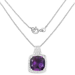 5.85 Carat Genuine Amethyst .925 Sterling Silver Pendant