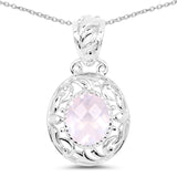 3.73 Carat Genuine Rose Quartz .925 Sterling Silver Pendant