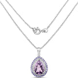 8.27 Carat Genuine Amethyst and Tanzanite .925 Sterling Silver Pendant