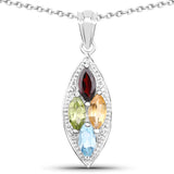 2.35 ct. Genuine Multi Stones .925 Sterling Silver Pendant