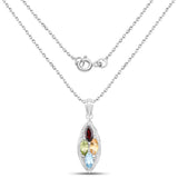 2.35 ct. Genuine Multi Stones .925 Sterling Silver Pendant