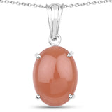 8.35 Carat Genuine Peach Moonstone .925 Sterling Silver Pendant