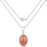 8.35 Carat Genuine Peach Moonstone .925 Sterling Silver Pendant