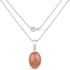 8.35 ct. Genuine Peach Moonstone .925 Sterling Silver Pendant