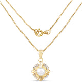 14K Yellow Gold Plated 1.00 Carat Genuine Pearl .925 Sterling Silver Pendant