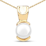 14K Yellow Gold Plated 1.50 Carat Genuine Pearl .925 Sterling Silver Pendant