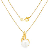 14K Yellow Gold Plated 1.97 Carat Genuine Pearl .925 Sterling Silver Pendant
