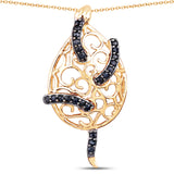 14K Yellow Gold Plated 0.68 Carat Genuine Blue Sapphire .925 Sterling Silver Pendant