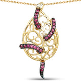 14K Yellow Gold Plated 0.79 Carat Genuine Ruby .925 Sterling Silver Pendant