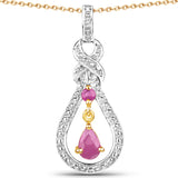 14K Yellow Gold Plated 0.48 Carat Genuine Ruby .925 Sterling Silver Pendant