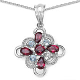 1.70 ct.. t.w. Blue Topaz and Rhodolite Pendant in Sterling Silver