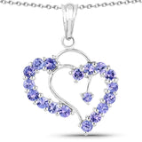 1.77 Carat Genuine Tanzanite .925 Sterling Silver Pendant