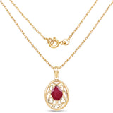 14K Yellow Gold Plated 3.10 Carat Glass Filled Ruby .925 Sterling Silver Pendant