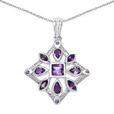 2.16 Carat Genuine Amethyst .925 Sterling Silver Pendant