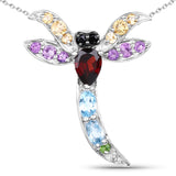 1.99 Carat Genuine Multi Stones .925 Sterling Silver Pendant