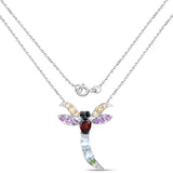 1.99 Carat Genuine Multi Stones .925 Sterling Silver Pendant