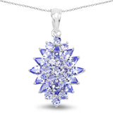 3.82 Carat Genuine Tanzanite .925 Sterling Silver Pendant