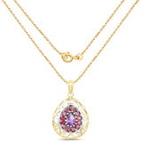 14K Yellow Gold Plated 3.95 Carat Genuine Amethyst & Rhodolite .925 Sterling Silver Pendant