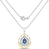 18K Yellow Gold Plate 4.44 Carat Genuine London Blue Topaz & Blue Topaz .925 Sterling Silver Pendant