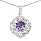 2.40 Carat Genuine Amethyst .925 Sterling Silver Pendant