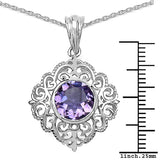 2.40 Carat Genuine Amethyst .925 Sterling Silver Pendant
