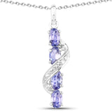 1.02 Carat Genuine Tanzanite & White Topaz .925 Sterling Silver Pendant