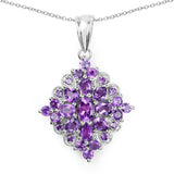 2.54 Carat Genuine Amethyst .925 Sterling Silver Pendant