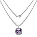 9.82 Carat Genuine Amethyst & Tanzanite .925 Sterling Silver Pendant