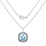 13.51 Carat Genuine Blue Topaz and Tanzanite .925 Sterling Silver Pendant