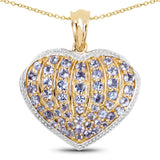 14K Yellow Gold Plated 2.27 Carat Genuine Tanzanite .925 Sterling Silver Pendant