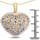 14K Yellow Gold Plated 2.27 Carat Genuine Tanzanite .925 Sterling Silver Pendant