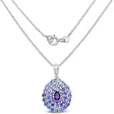 2.99 Carat Genuine Amethyst And Tanzanite .925 Sterling Silver Pendant