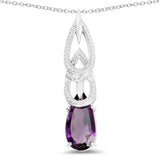 5.05 Carat Genuine Amethyst .925 Sterling Silver Pendant