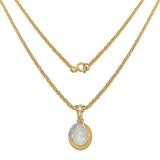 14K Yellow Gold Plated 1.29 Carat Genuine Opal & White Topaz .925 Sterling Silver Pendant