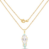 6.20 Carat Genuine Crystal Quartz and Turquoise .925 Sterling Silver Pendant