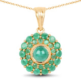 14K Yellow Gold Plated 2.19 Carat Genuine Emerald .925 Sterling Silver Pendant