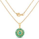 14K Yellow Gold Plated 2.19 Carat Genuine Emerald .925 Sterling Silver Pendant