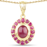 2.80 Carat Glass Filled Ruby and Ruby .925 Sterling Silver Pendant