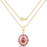 2.80 Carat Glass Filled Ruby and Ruby 14K Yellow Gold Pendant