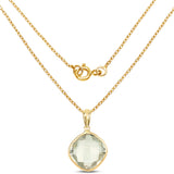 14K Yellow Gold Plated 9.80 Carat Genuine Green Amethyst .925 Sterling Silver Pendant